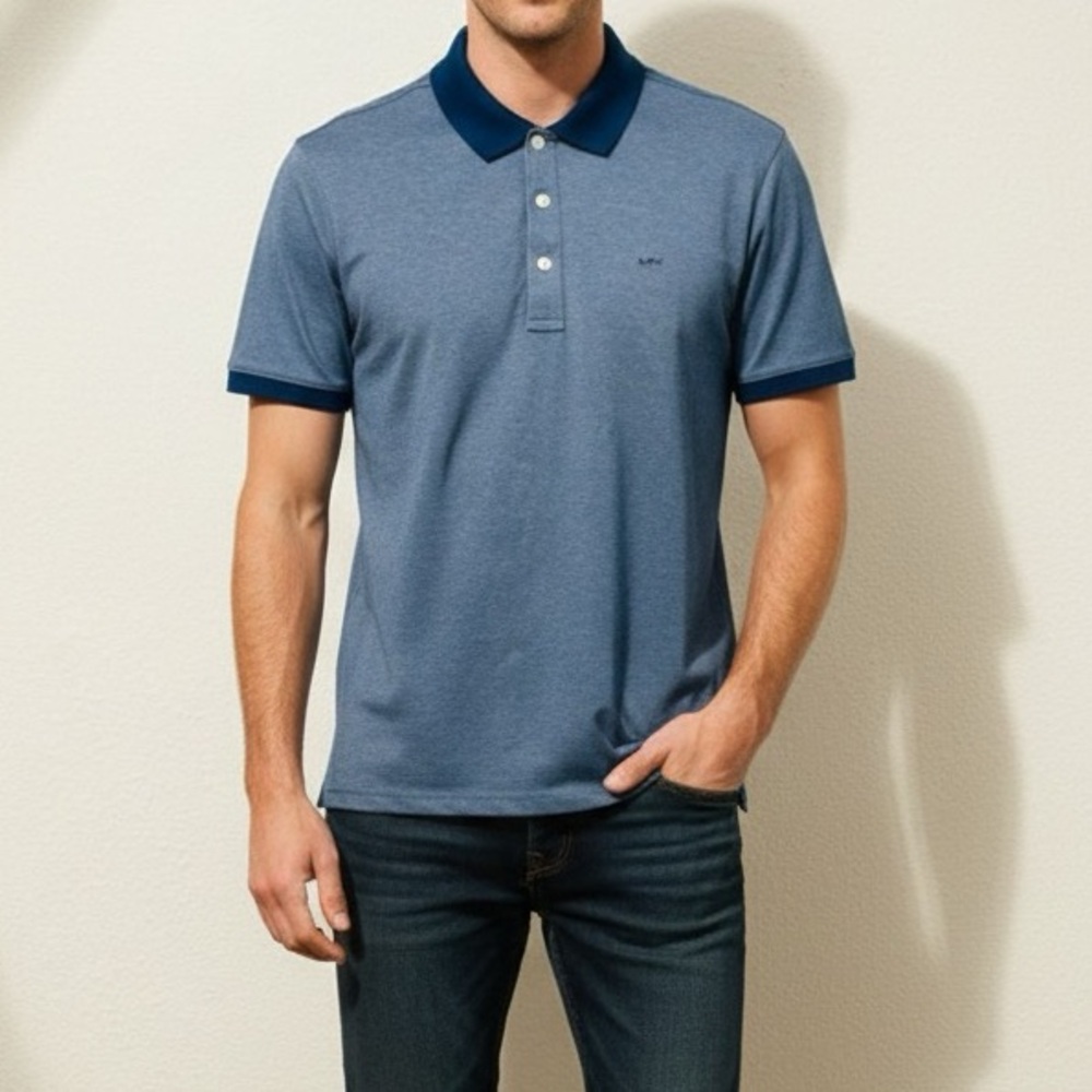 Michael Kors blue striped polo shirt Size Small
